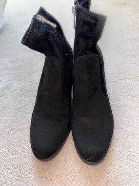 Unisa Black Suede Ankle Booties with Side Zip